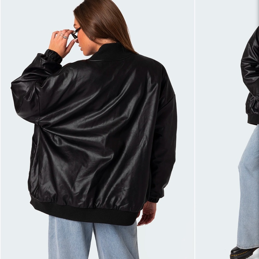 Edikted Leather Bomber Jacket